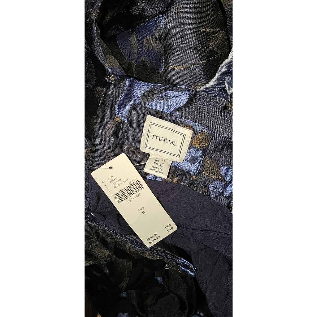 New Anthropologie Maeve V-Neck Velvet Jacquard A-Line Midi Dress