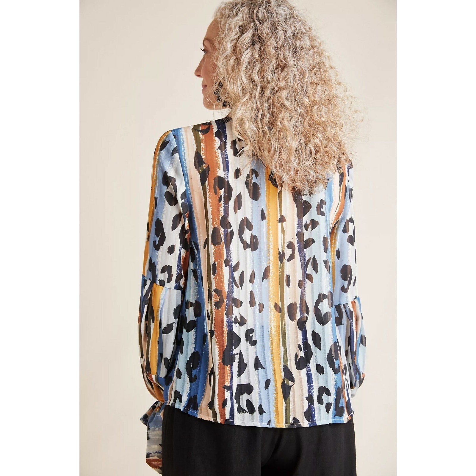 NEW Anthropologie x Hutch Melissa Leopard Long-Sleeve Blouse Size XS Multicolor
