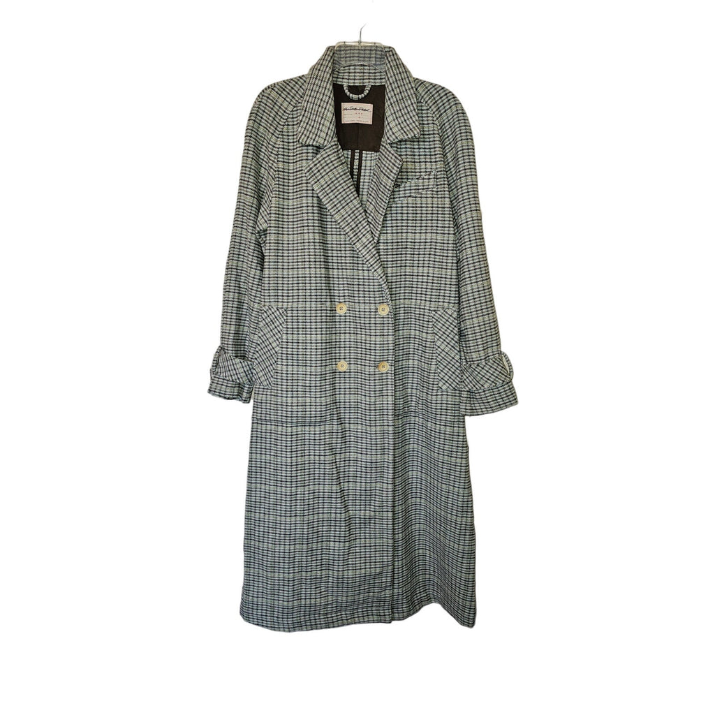New Free People WE THE FREE Liberty Duster Plaid Jacket $298 X-SMALL Light Blue