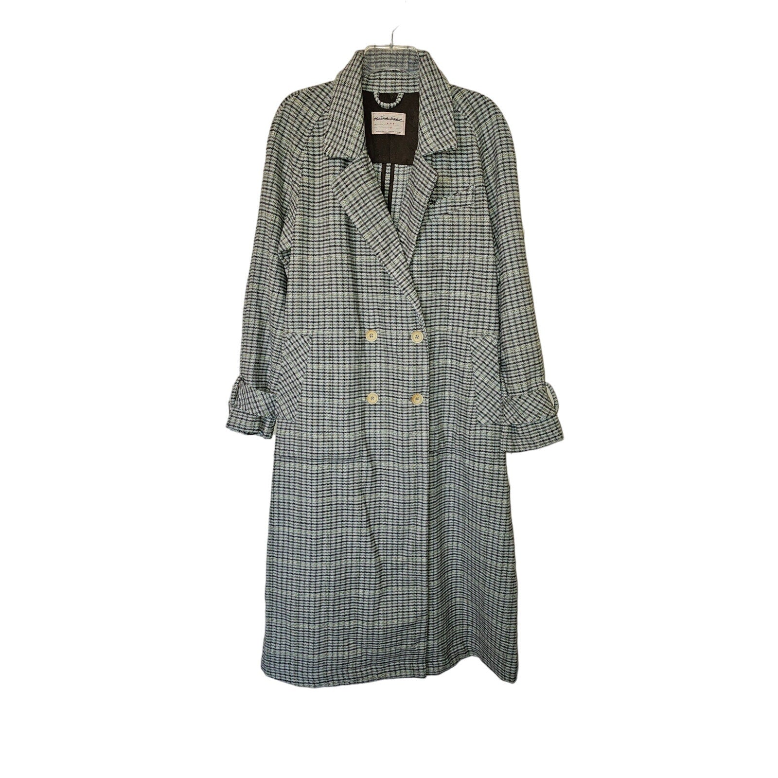New Free People WE THE FREE Liberty Duster Plaid Jacket $298 X-SMALL Light Blue