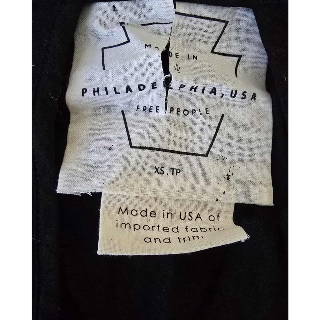 New Free People Made In Philadelphia Beck Long Sleeve Mini Dress $128 XS Black