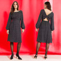 New Anthropologie Agatha Long Sleeve Midi Dress $160 SIZE 2 B&W Polka Dot