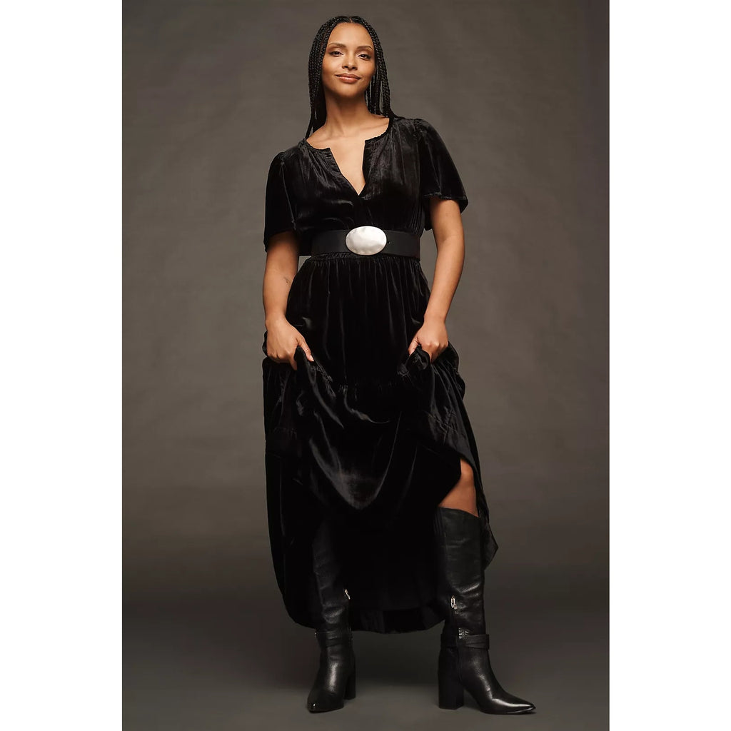 Anthropologie The Somerset Maxi Dress: Velvet Edition $180 PLUS 1X Black