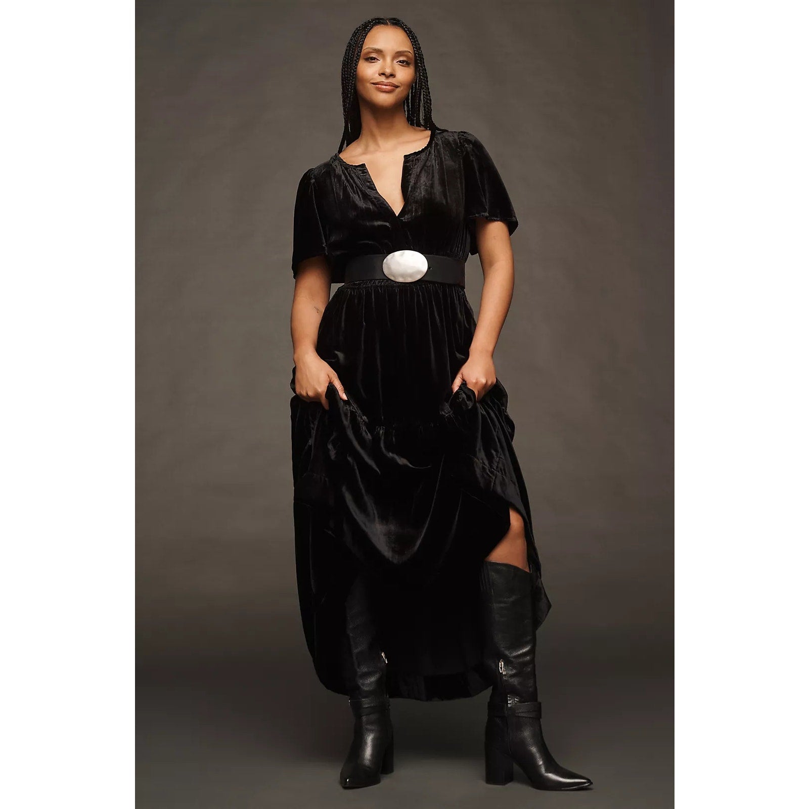 Anthropologie The Somerset Maxi Dress: Velvet Edition $180 PLUS 1X Black