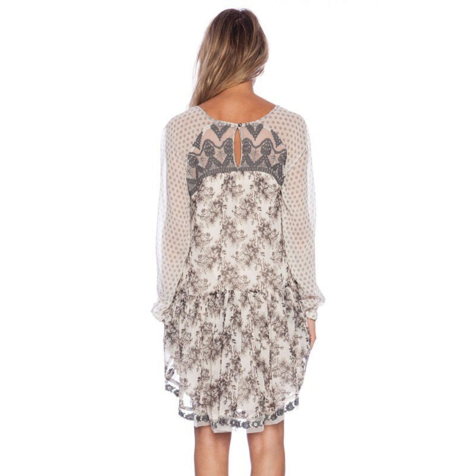 Free people Elsie Sheer Lace Boho Dress in Midnight Garden Combo Size S