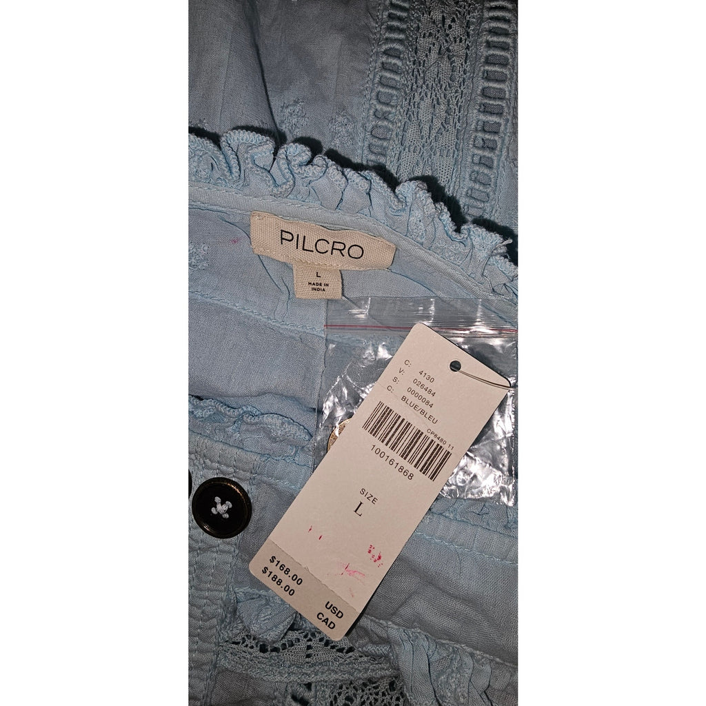 Anthropologie Pilcro Sleeveless Square-Neck Swing Mini Dress LARGE Blue Anthropologie