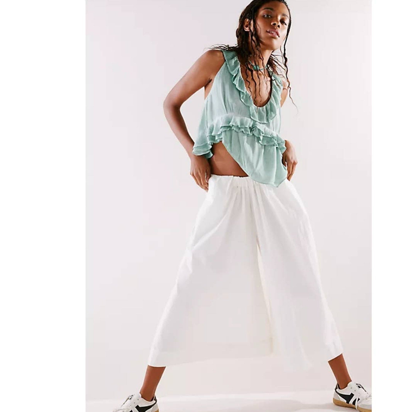 New Free People If Only Maxi Skirt Set $168 X-SMALL Harbor Green Boho Chic