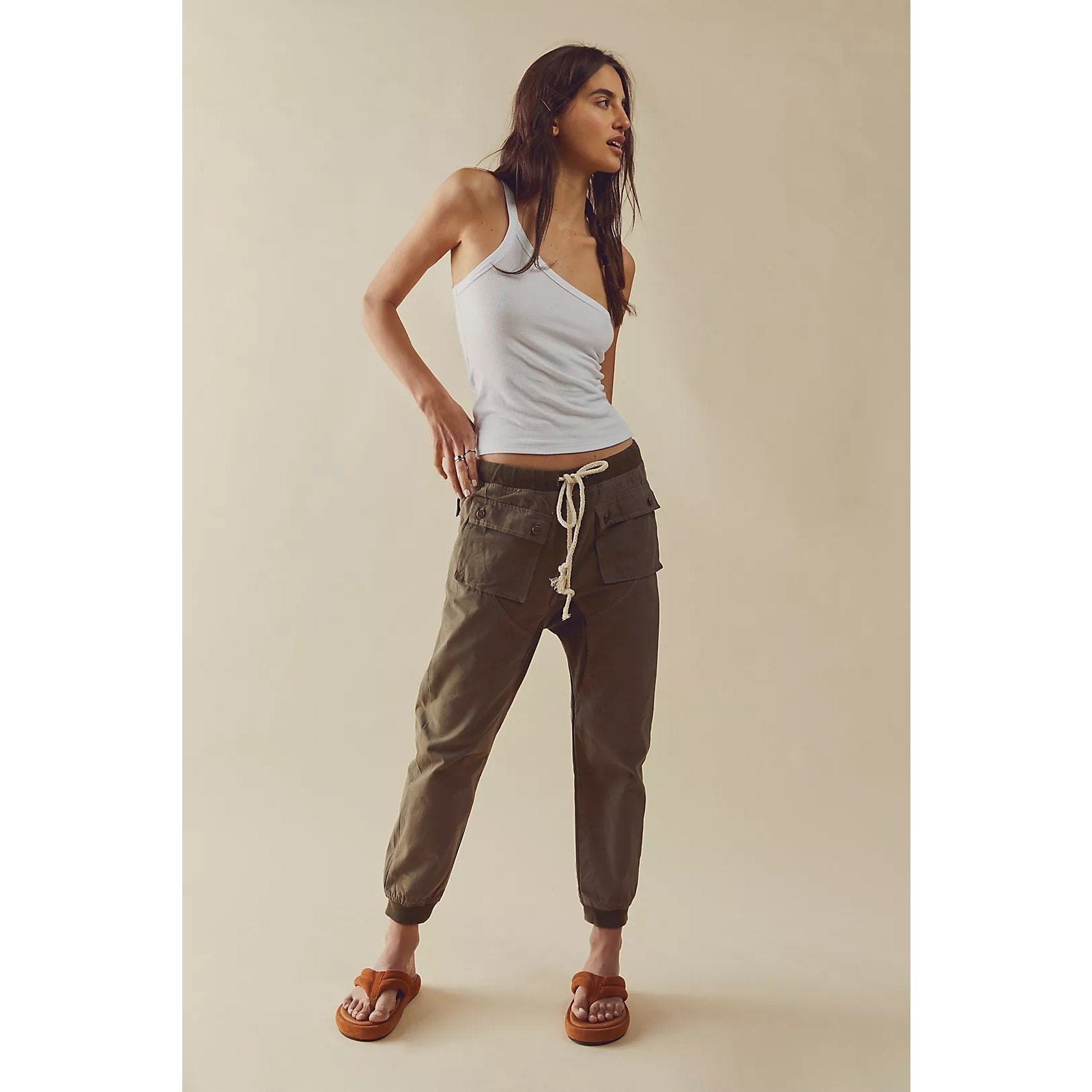 New Free People x OneTeaspoon Cargo Cadet Jogger Pants $158 SIZE 26 Green Khaki