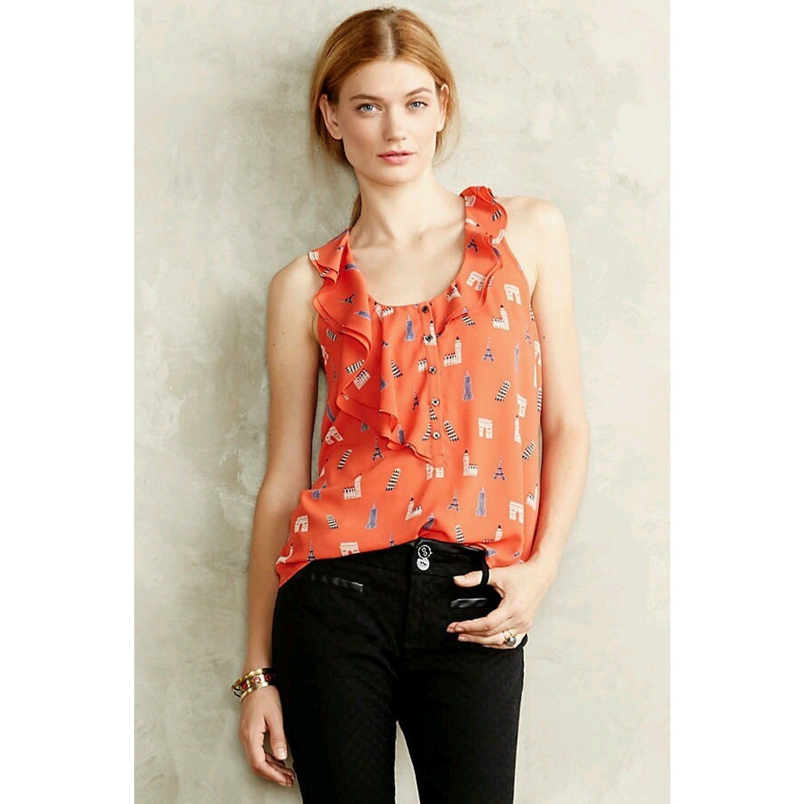 NEW Anthropologie x Maeve Red Orange Aurelie Tank Top Size 6