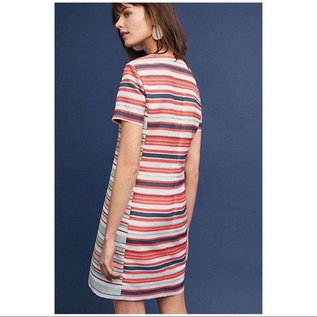 NEW Anthropologie $228 Hutch Brixton Striped Dress Orange Motif Size XS