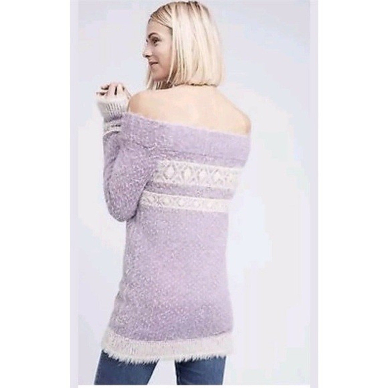 New Anthropologie by Sleeping on Snow Faroe Fair Isle Eyelash Sweater $118 Sz S