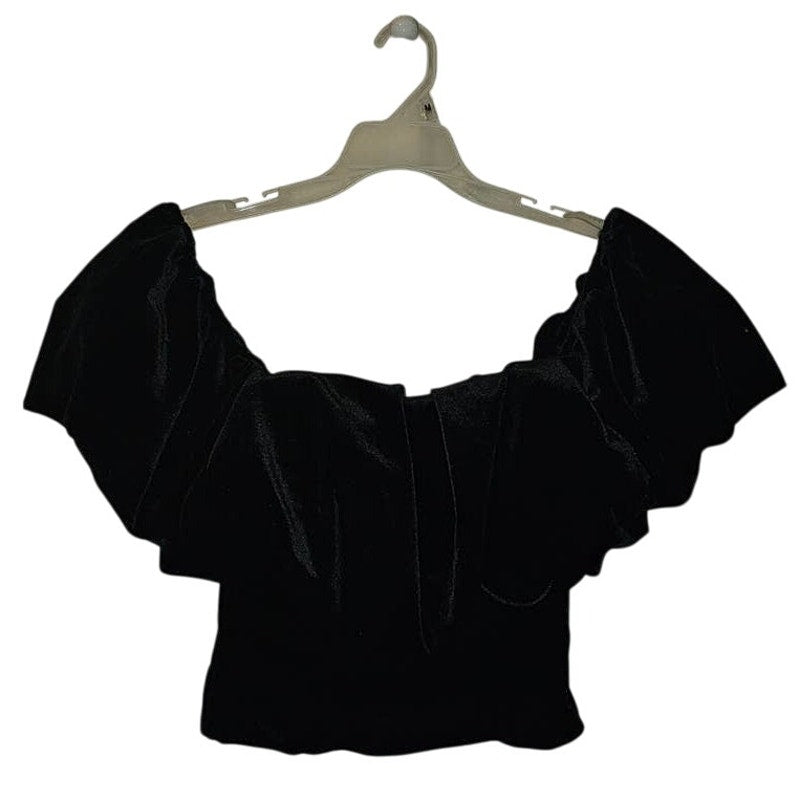 New Anthropologie Hutch Velvet Corset Top $148 SIZE 0P Black Off The Shoulder