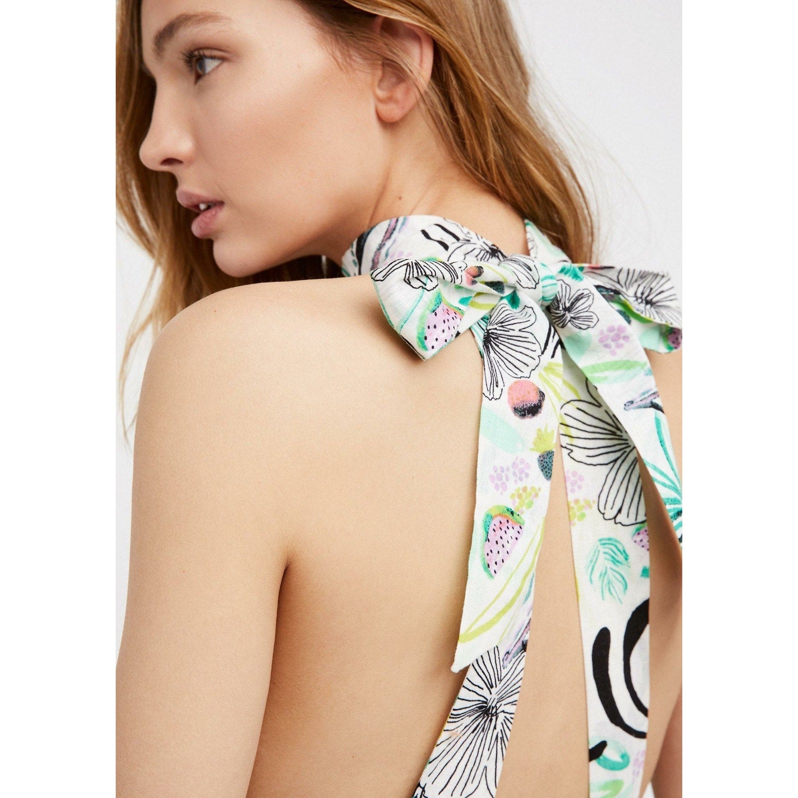 New Free People Lots Of Love Printed Halter Top Retail $68 Size Medium