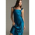 Anthropologie Flutter-Sleeve Square-Neck Maxi Dress $158 SMALL Blue