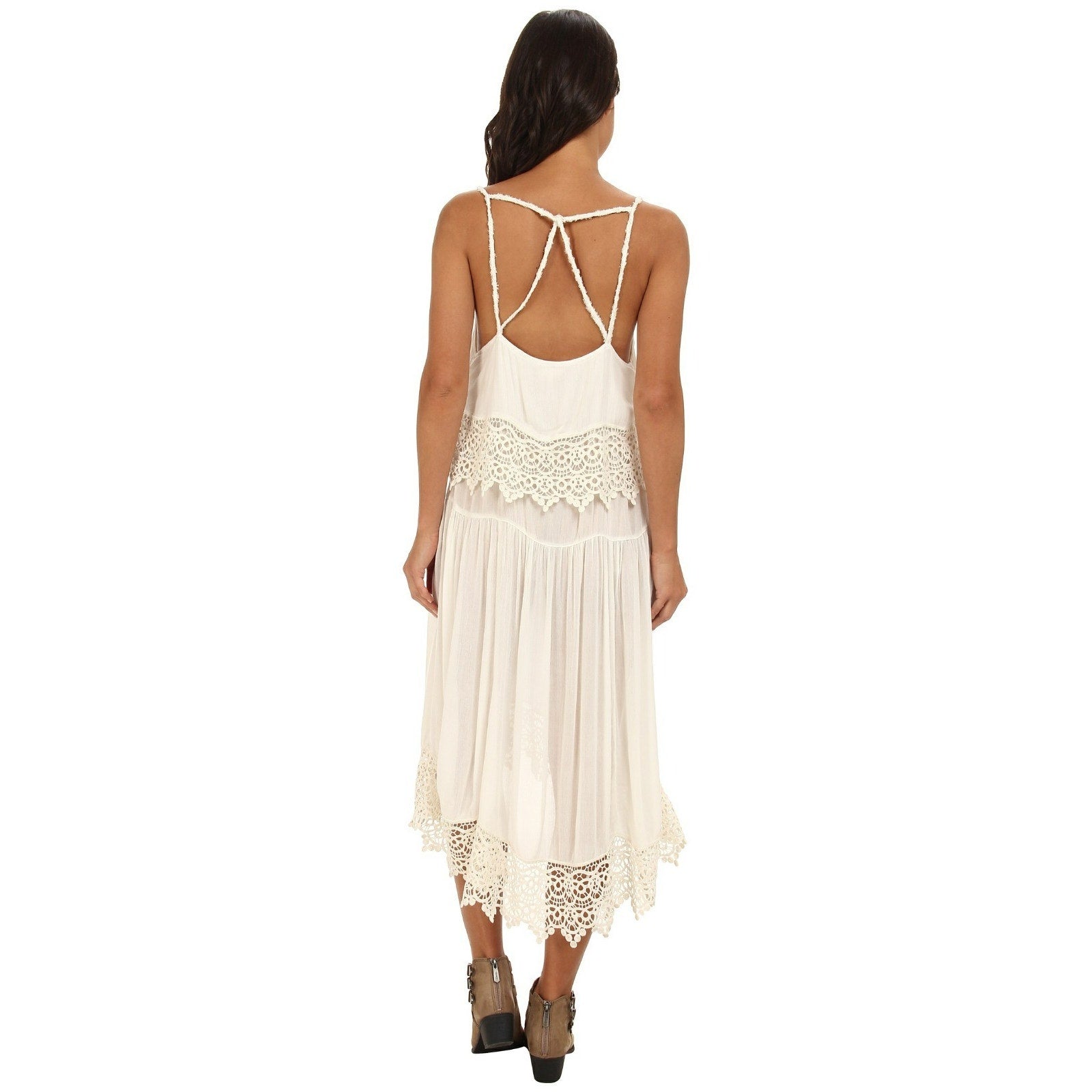 NEW Free People White Crinkled Crepe Star Slip Dress Size XS