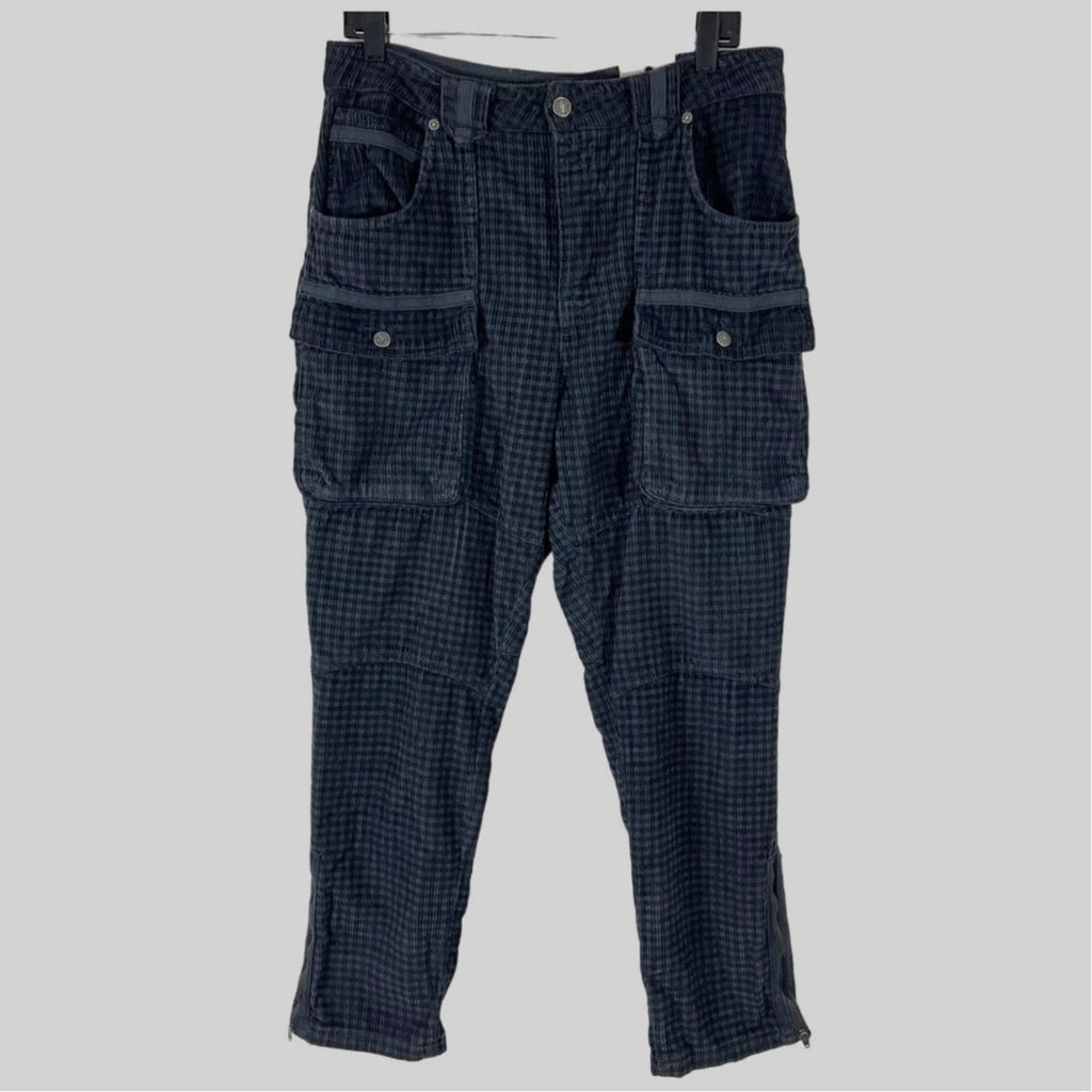 New Free People WTF London Calling Slouchy Cord Pants $198 SIZE 25 Gray Gingham