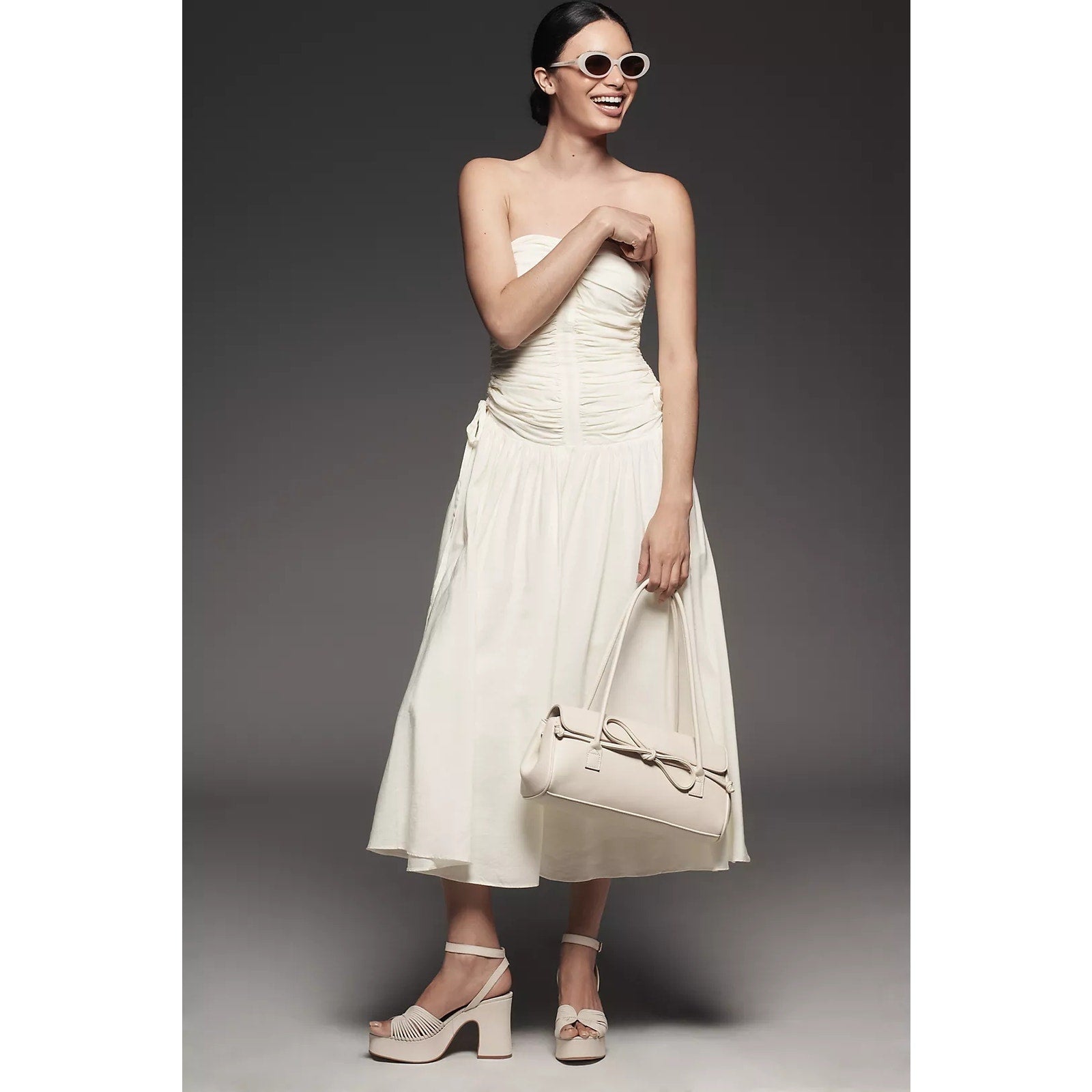 Anthropologie ASTR The Label Zori A-Line Maxi Dress LARGE Cream Anthropologie