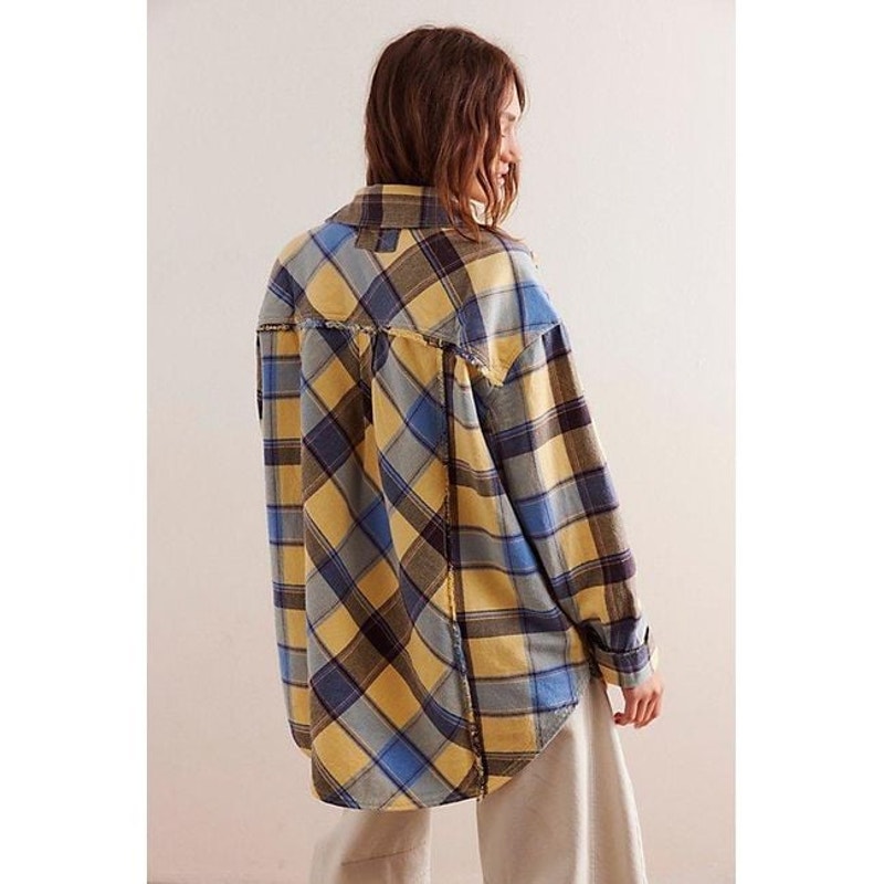 New FREE PEOPLE We The Free Layla Plaid Shirt  X-SMALL Red