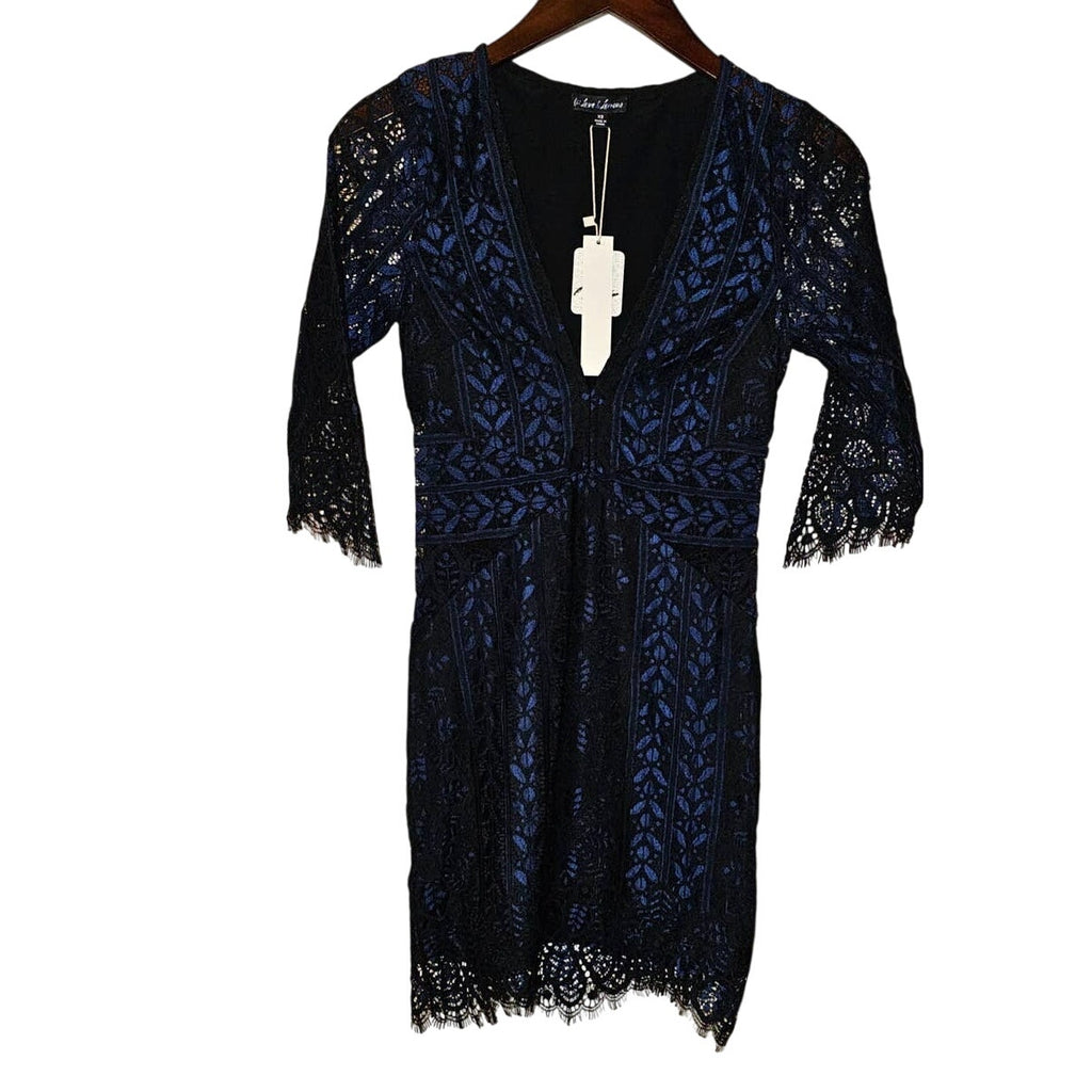 Free People For Love & Lemons Lyla Cocktail Mini Dress $246 X-SMALL Blue