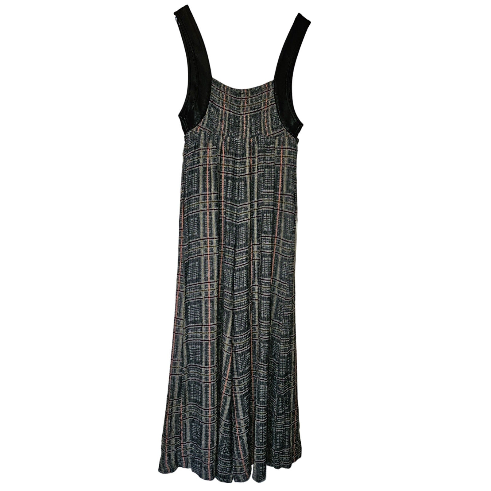 Free People Marley Plaid One-Piece Wide Leg Jumpsuit