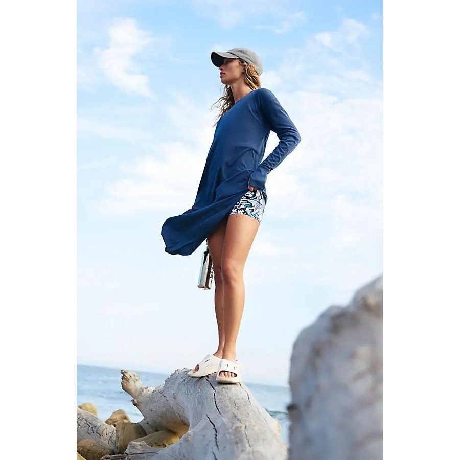 New Free People FP MOVEMENT Long Game Tunic Layer $78 MEDIUM Blue