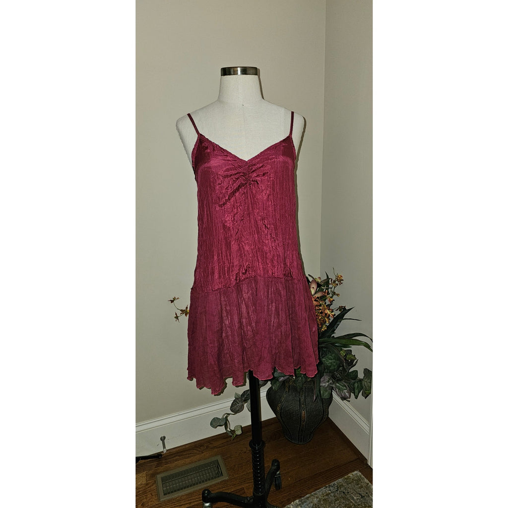 Free People FP ONE Drop-Waist Mini Slip Dress MEDIUM Wine Free People