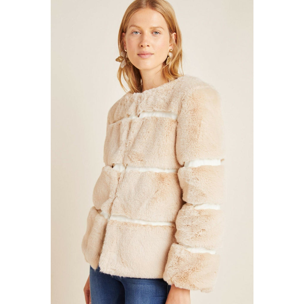 NEW Anthropologie $250 Arielle Faux Fur Jacket By Keepsake Size 4