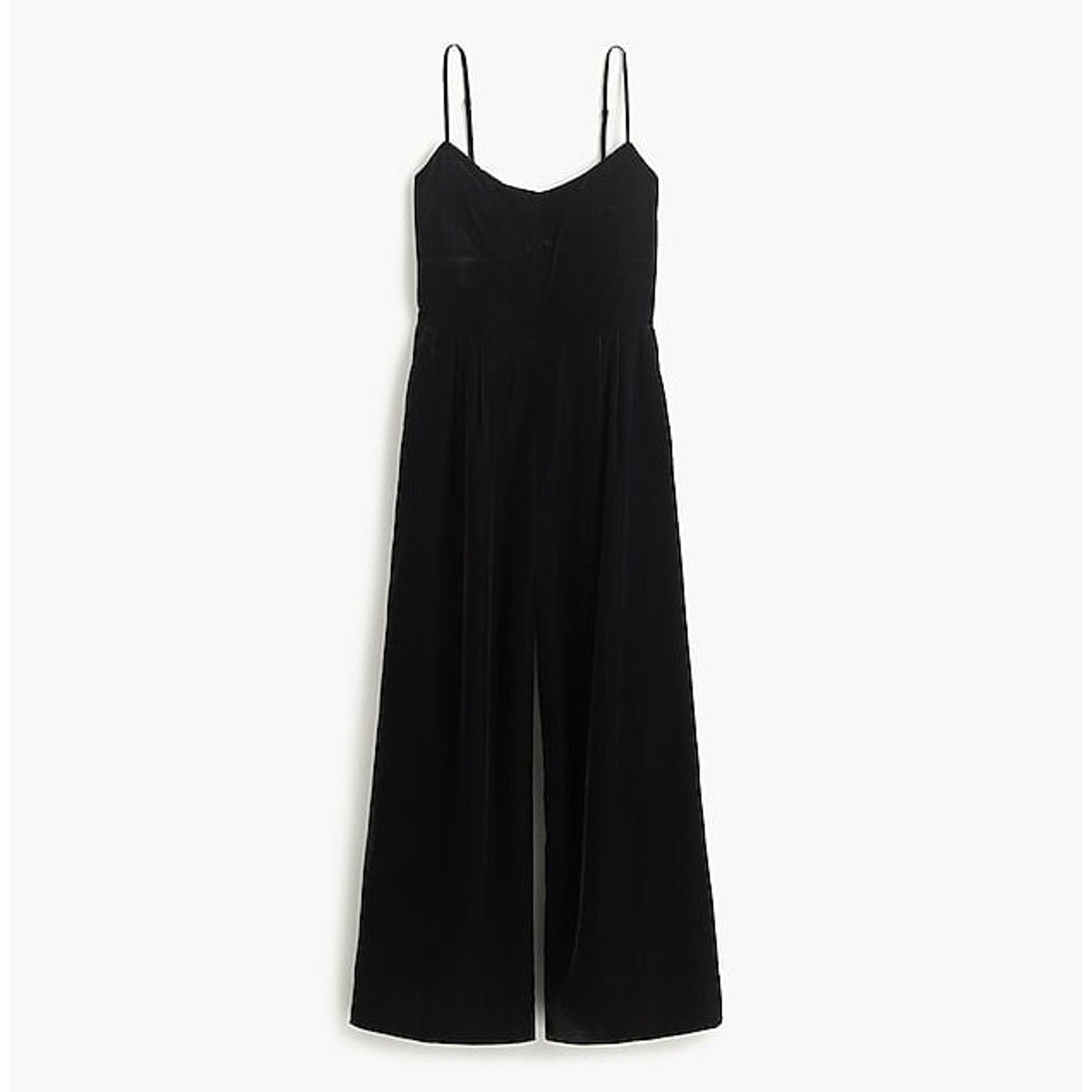 NEW J Crew Black Cropped Velvet Wide-Leg Jumpsuit Size 0