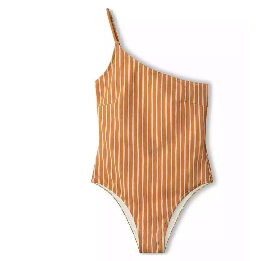 New FREE PEOPLE Zulu & Zephyr Tangerine Stripe One-Piece $180 US 10 Orange