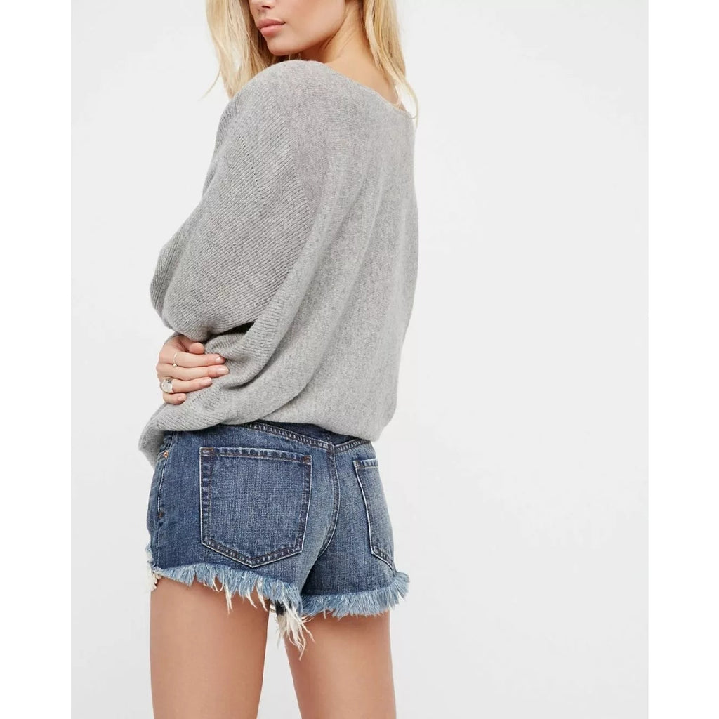 New We The Free Daisy Chain Crochet Lace Denim Cutoff Shorts $88 Size 24 Avery