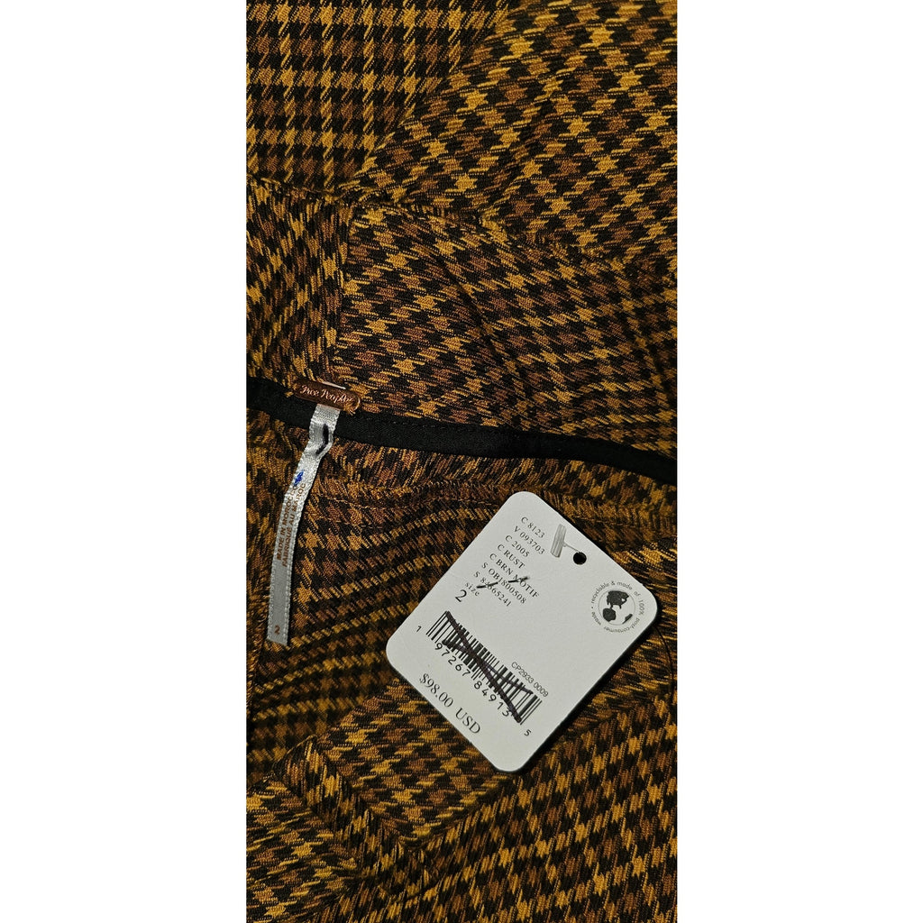 Free People Jana Flare Trousers $98 SIZE 2 Brown Houndstooth Motif