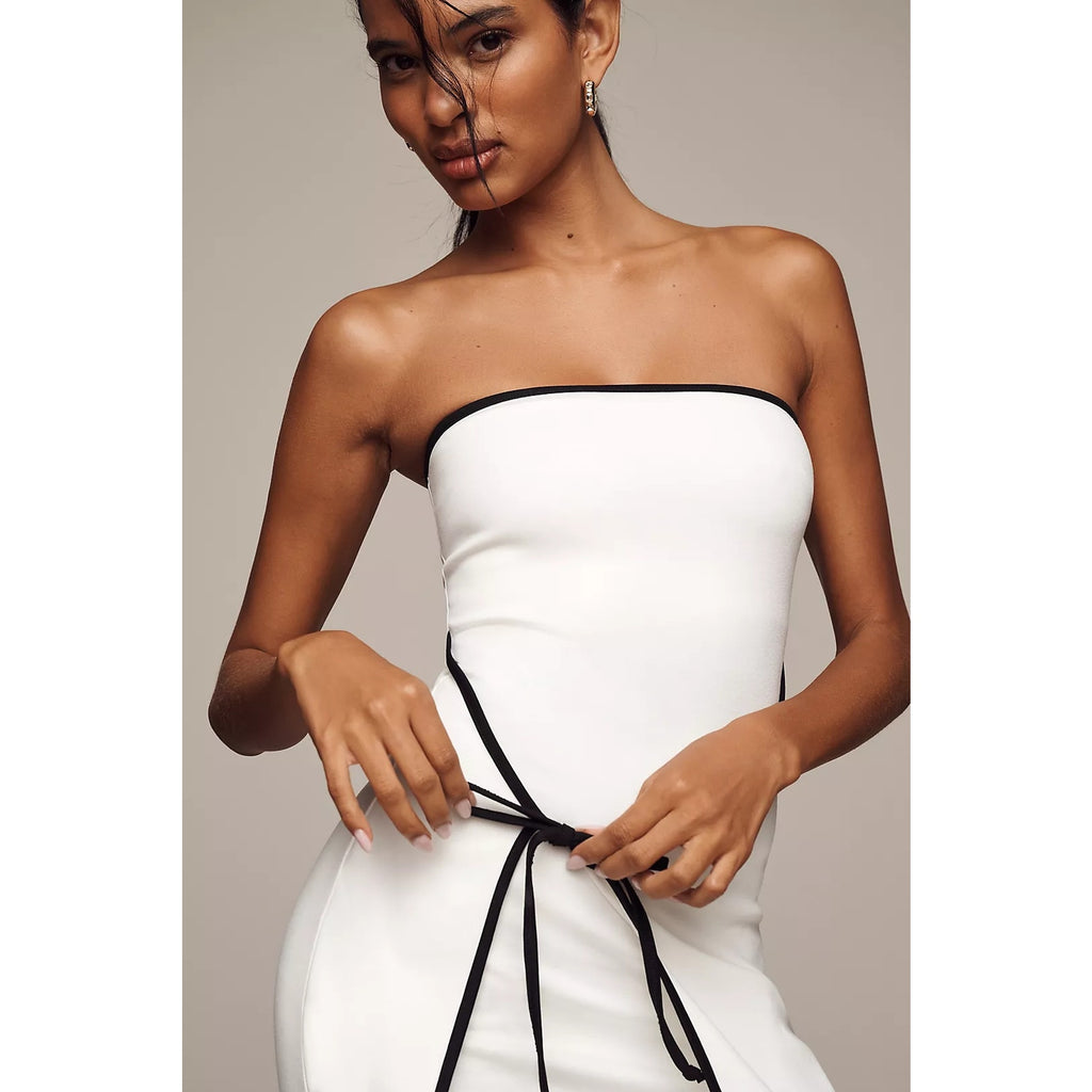 Anthropologie En Elly Strapless Wrap Shift Mini Dress LARGE White Anthropologie