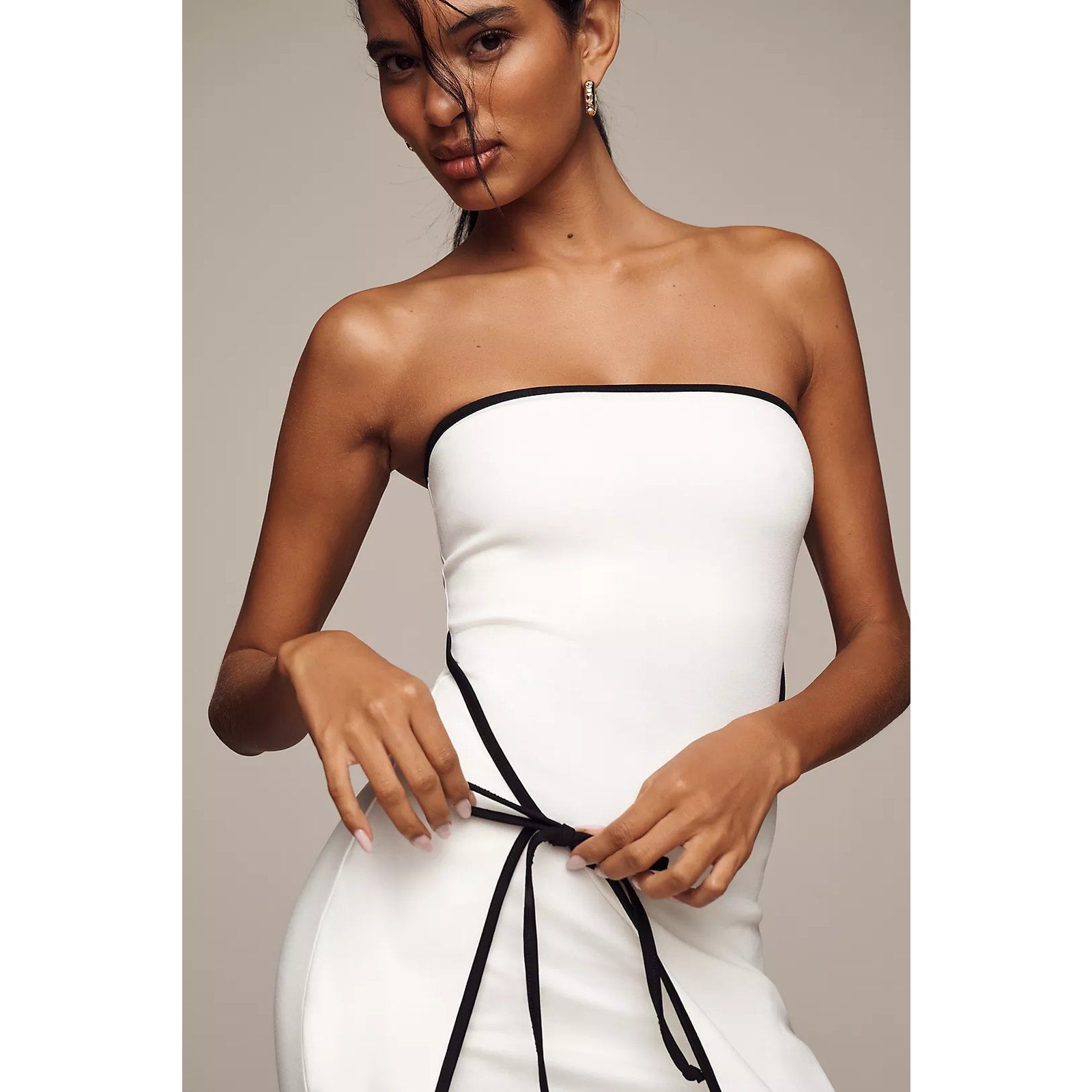 Anthropologie En Elly Strapless Wrap Shift Mini Dress LARGE White Anthropologie
