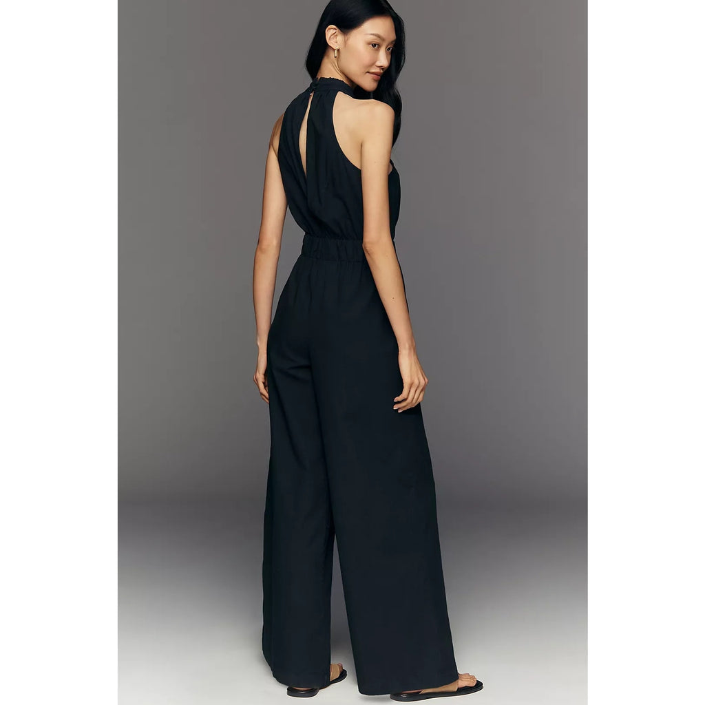 Anthropologie Let Me Be CMS Cotton Halter Jumpsuit MEDIUM Black Anthropologie