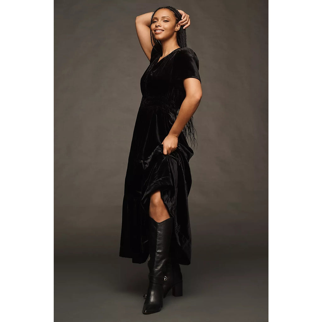 Anthropologie The Somerset Maxi Dress: Velvet Edition $180 PLUS 1X Black