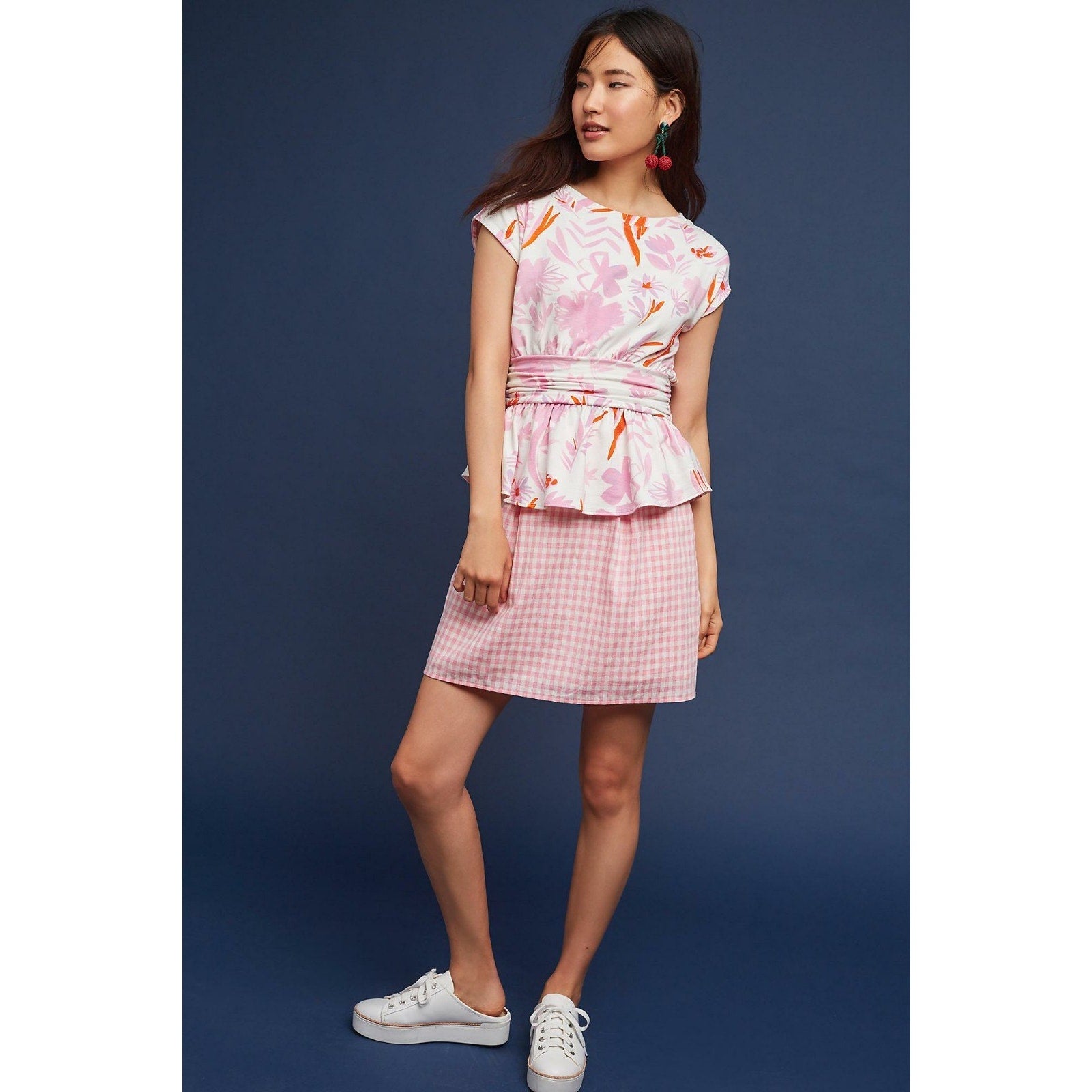 NEW Anthropologie by 9-H15 $68 Floral Belted Tee Top Size Small