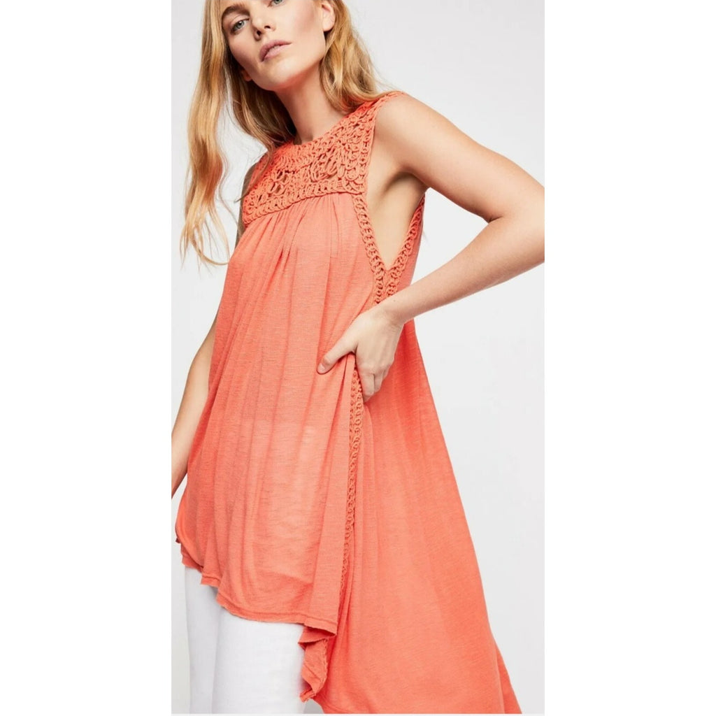 New Free People $128 Perfect Day Maxi Top Size Small Semi-Sheer Tunic Cover-up