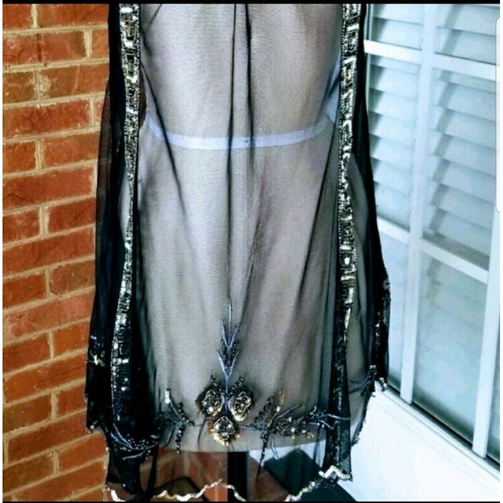 New Free People Lady Lazarus Slip $198 X-SMALL Black Trapeze Sequin Embellished