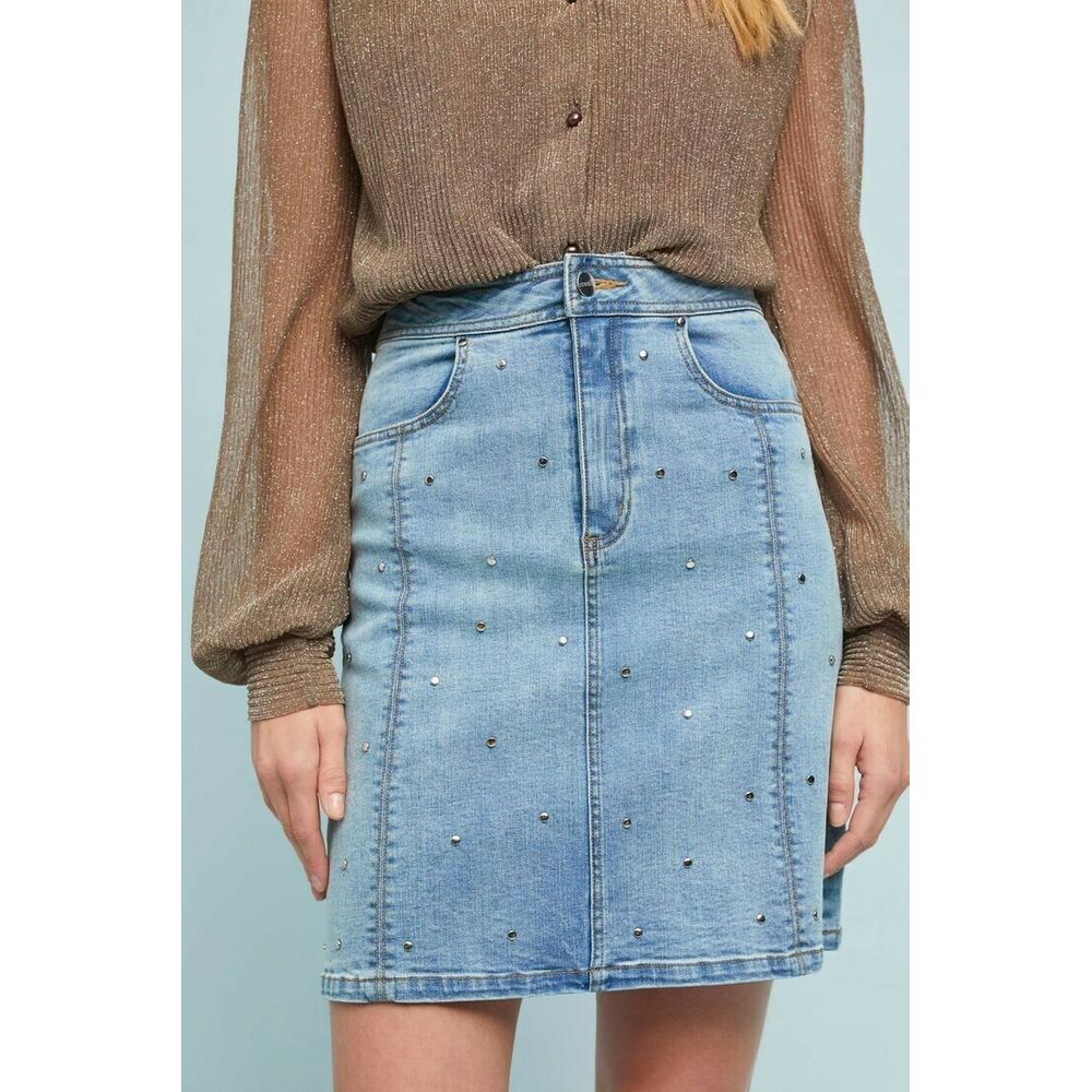 Anthropologie Studded Denim Mini Skirt by Steele