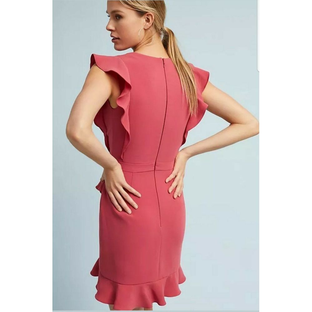 New Anthropologie ML Monique Lhuillier Asymmetrical Ruffle Mini Dress $395 Sz 2