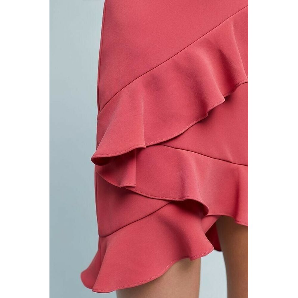 New Anthropologie ML Monique Lhuillier Asymmetrical Ruffle Mini Dress $395 Sz 2