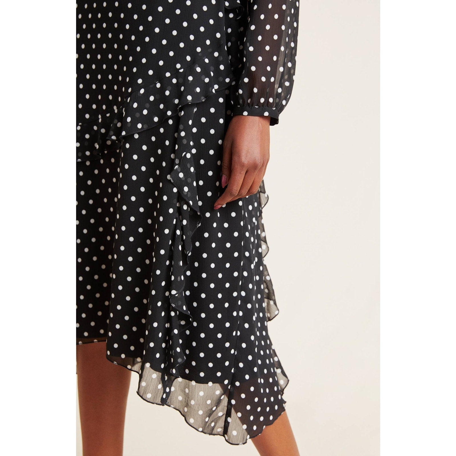 New Anthropologie Sirena Ruffled Tunic Midi Dress  $160  SMALL Midi Polka Dot
