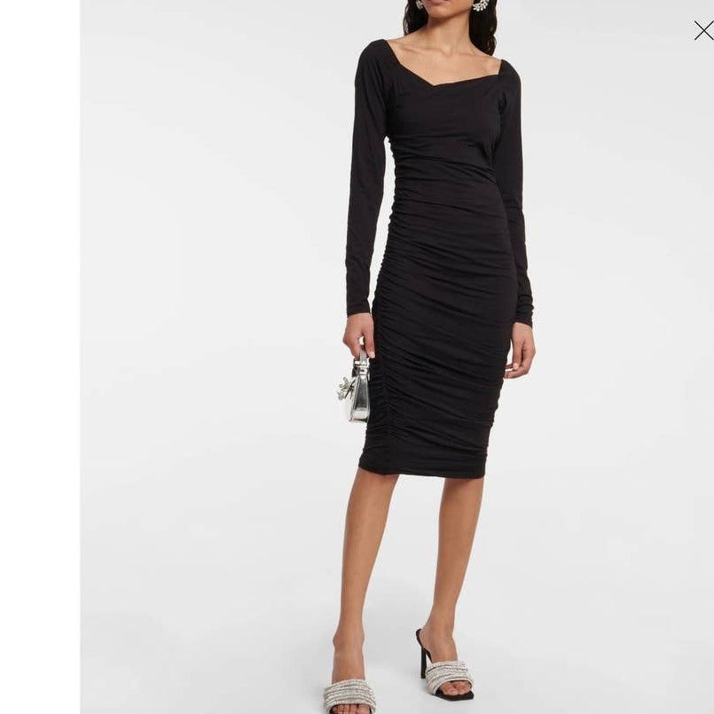 New Anthropologie Velvet by Graham & Spencer Tori Ruched Dress $189 LARGE Black