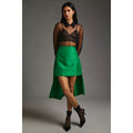 New Anthropologie Maeve Asymmetrical Sateen Mini Skirt $148 SIZE 2 Green