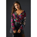 New Anthropologie Tiny Finley V-Neck Long Sleeve Top $98 X-SMALL Floral Motif
