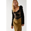 Free People Bridgette Long Sleeve Velvet Top