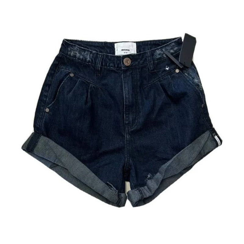 Free People One Teaspoon STREET WALKER Denim Shorts $118 Size 24 Fox Black