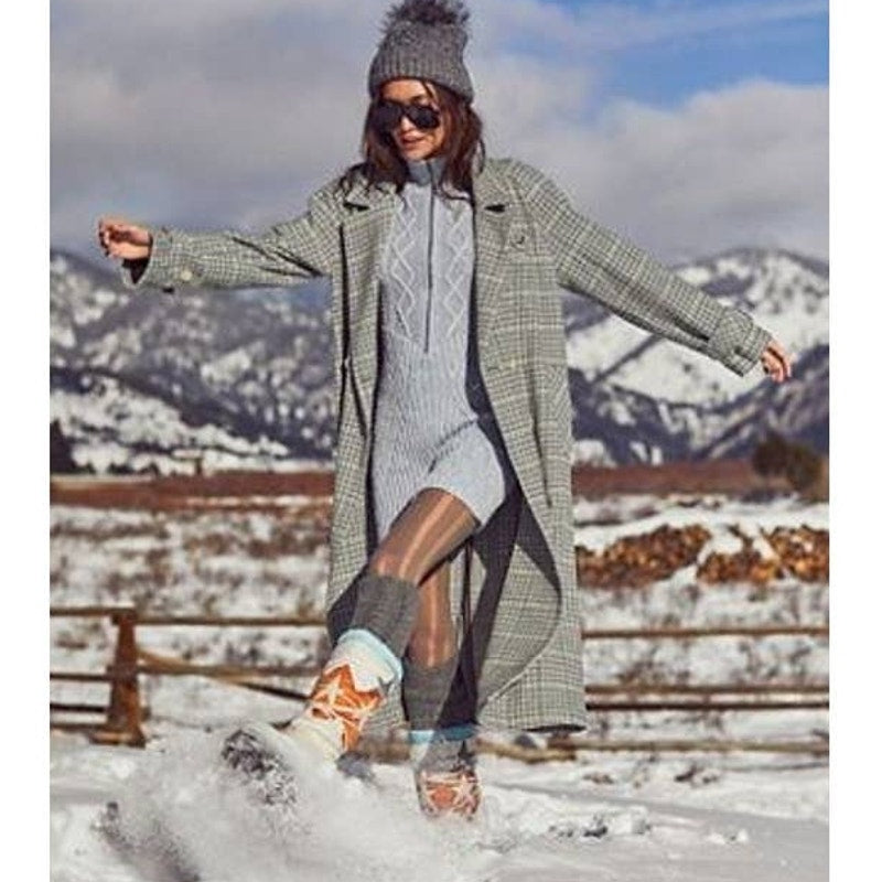 New Free People WE THE FREE Liberty Duster Plaid Jacket $298 X-SMALL Light Blue