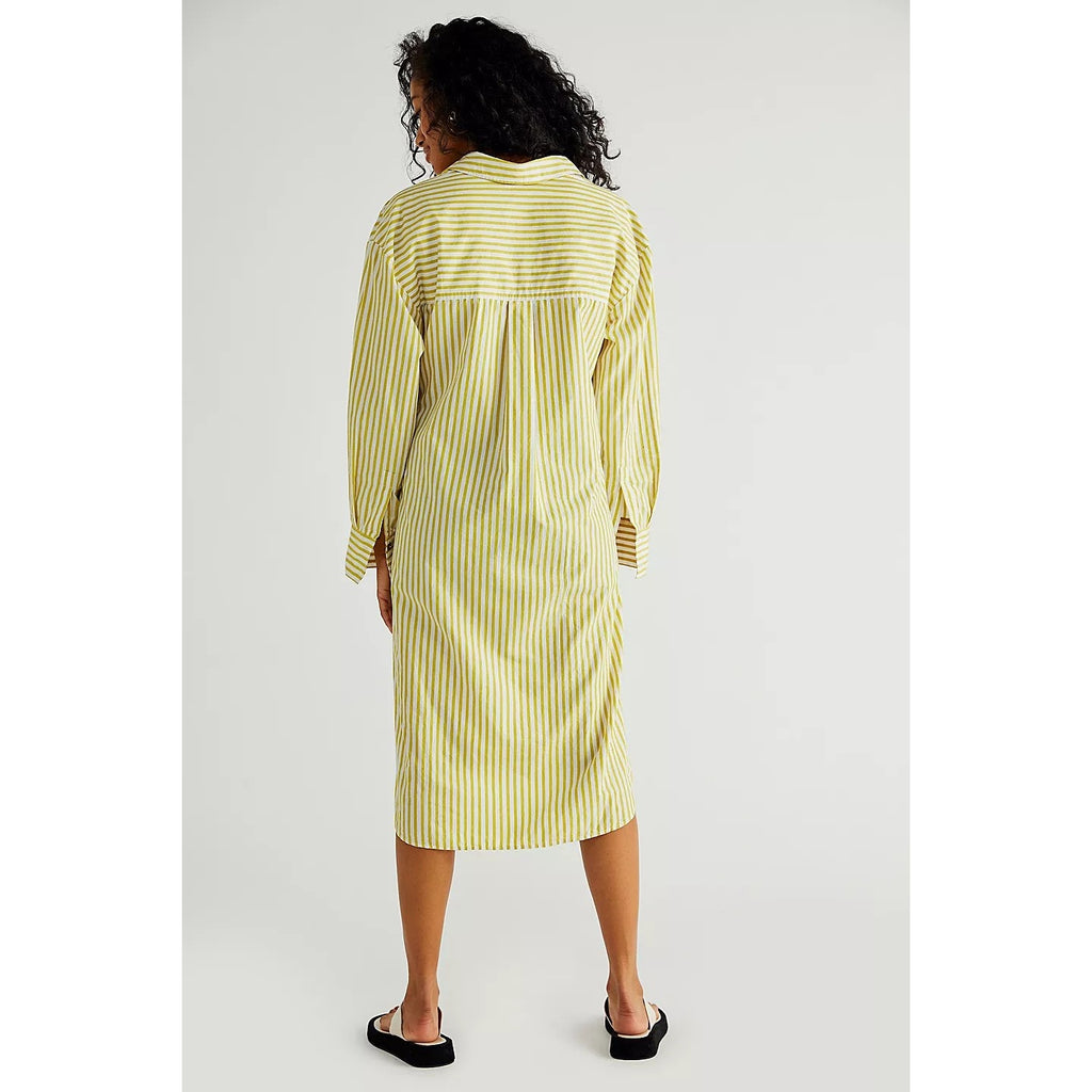 New Free People Winona Wrap Shirt $78 SMALL Green Striped