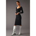 New Anthropologie Velvet by Graham & Spencer Tori Ruched Dress $189 LARGE Black